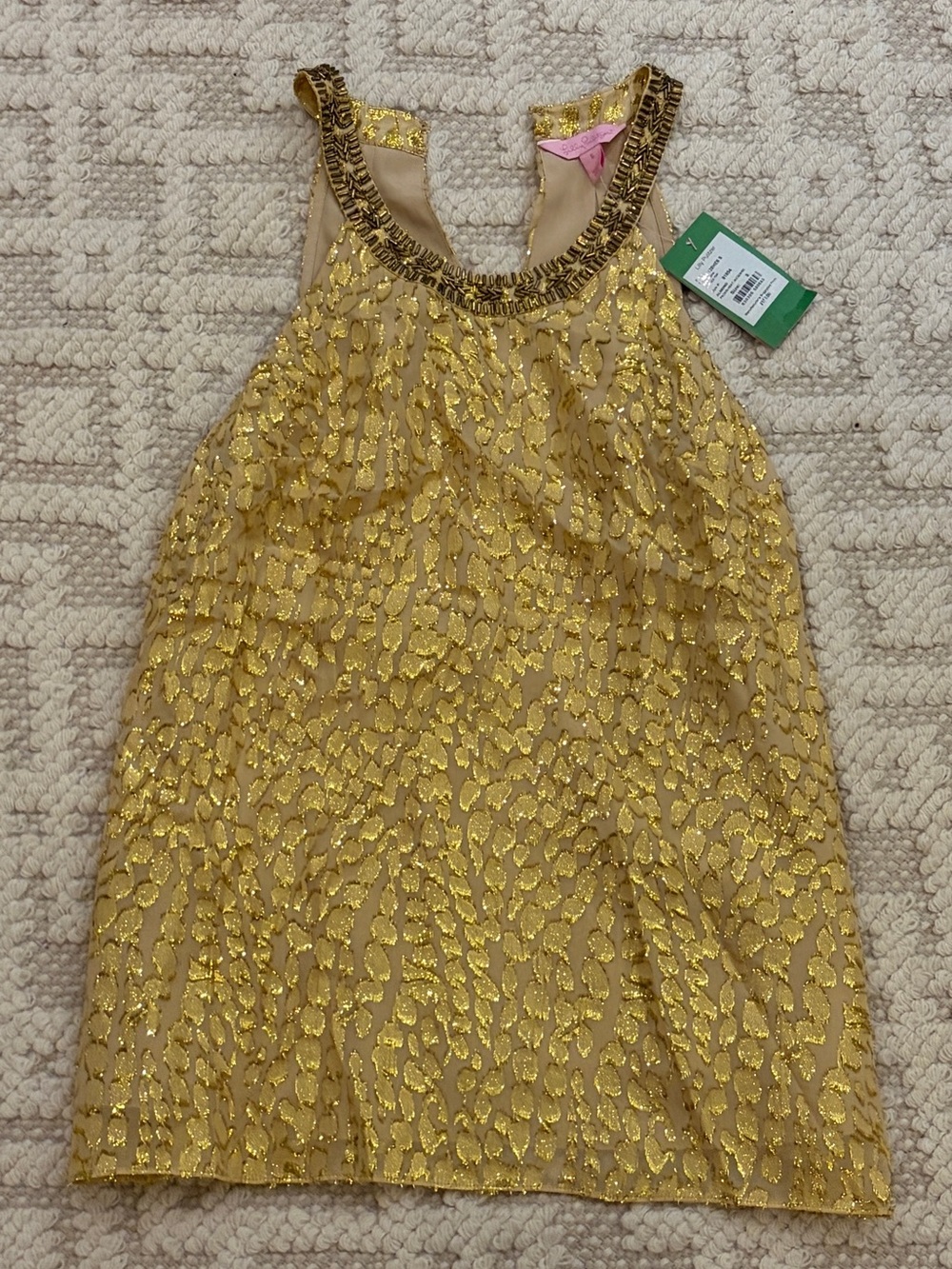 Lilly Pulitzer Gold Corsica Almond Packin Heat Top Size small New With Tags